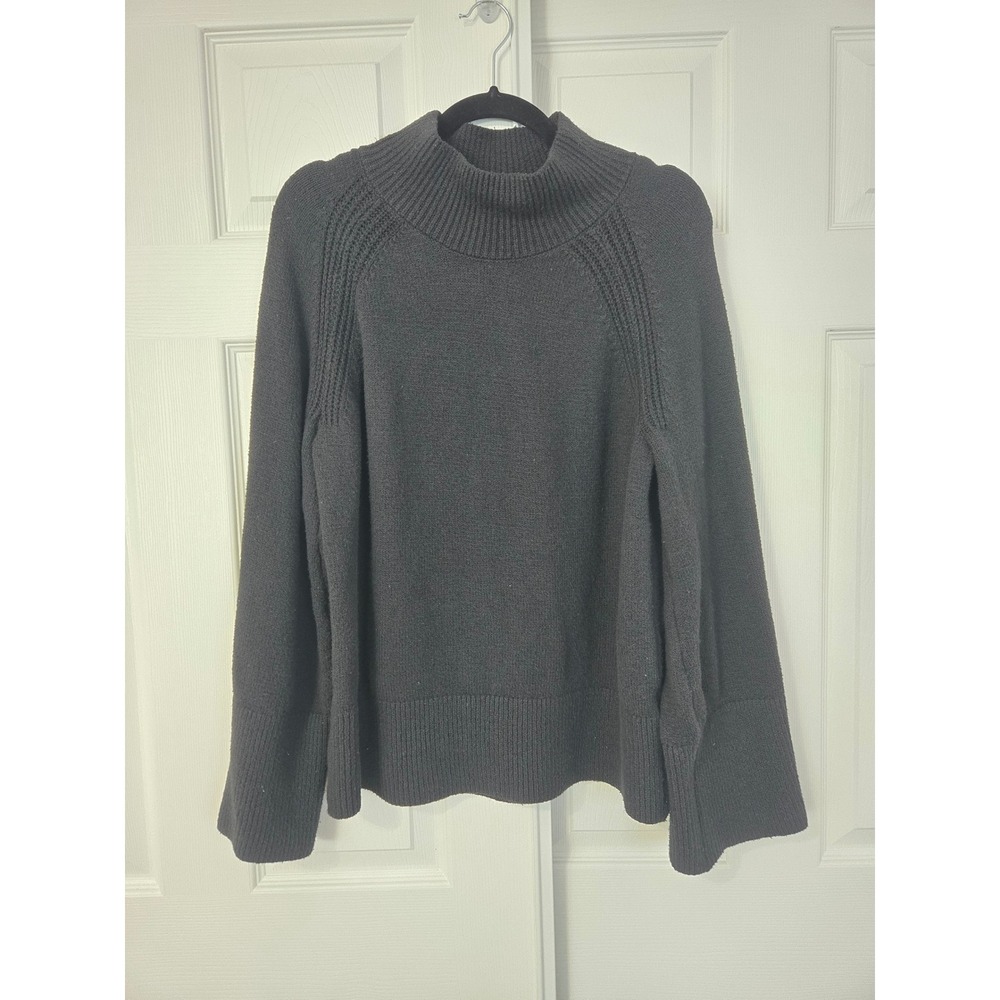 Banana Republic Black Mock Neck Cotton Blend‎ Ribbed Knit Sweater Large